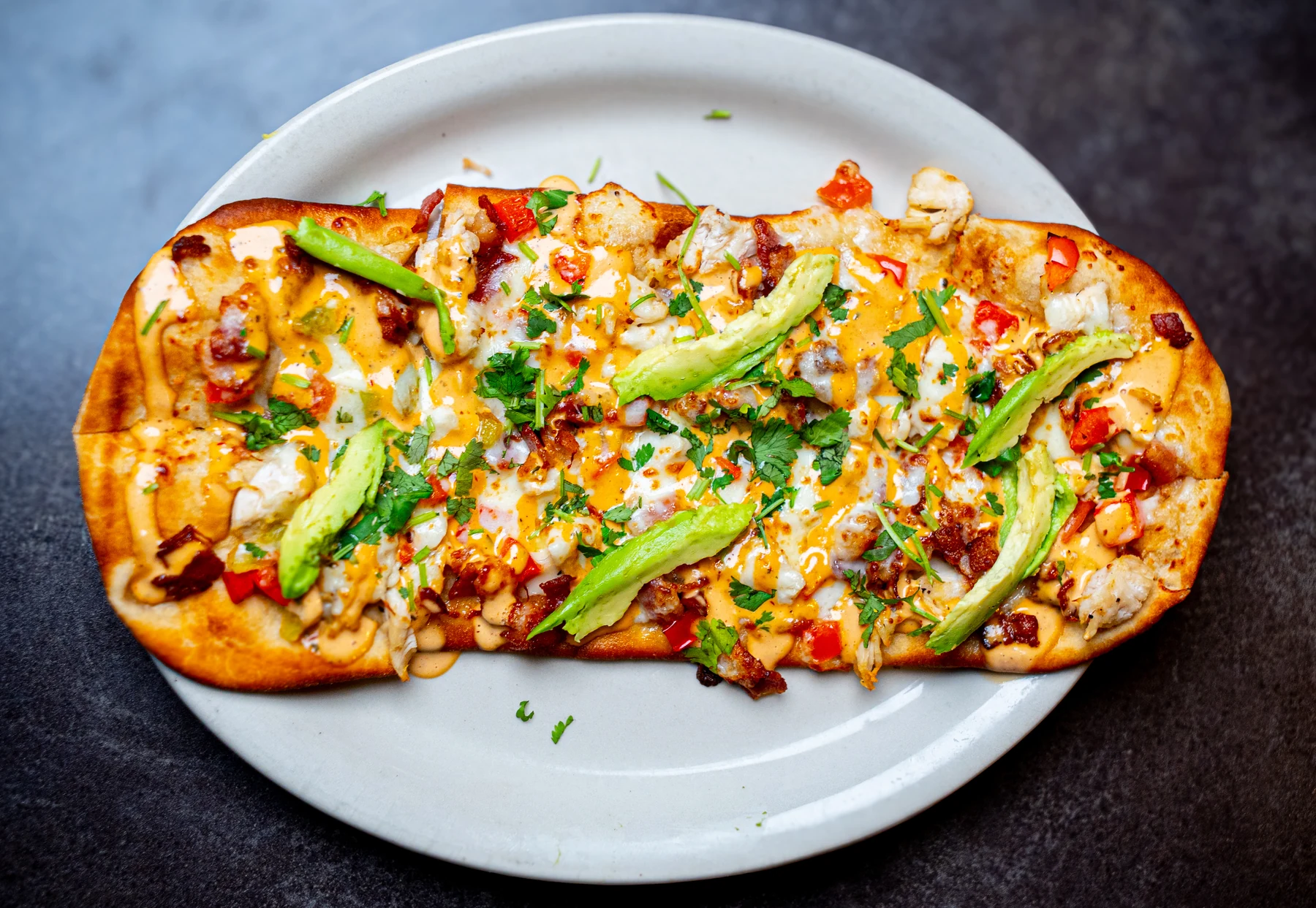 Chicken bacon avocado flatbread at Jerzes