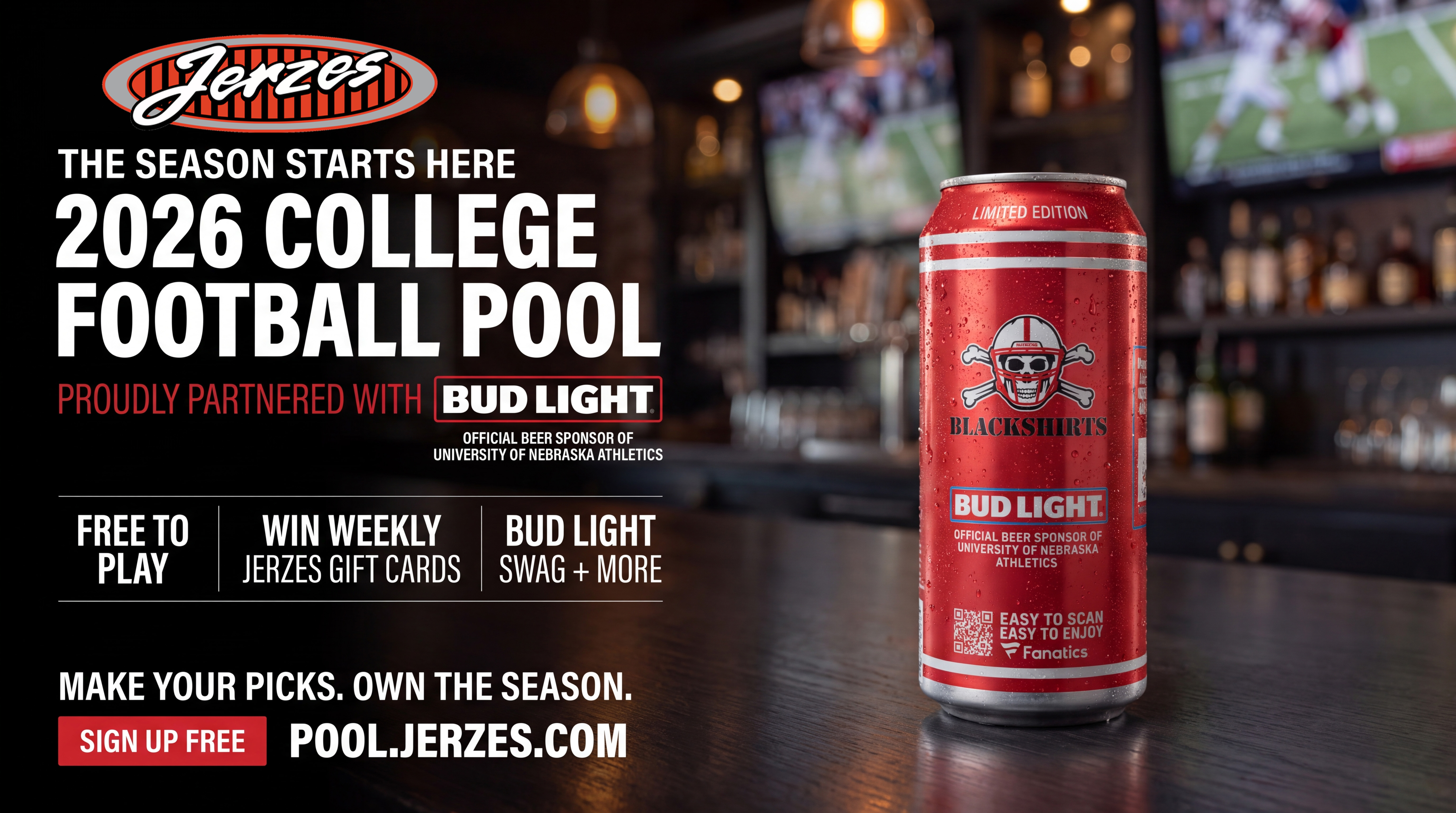 Bud Light, sponsor of the Jerzes 2026 football pool